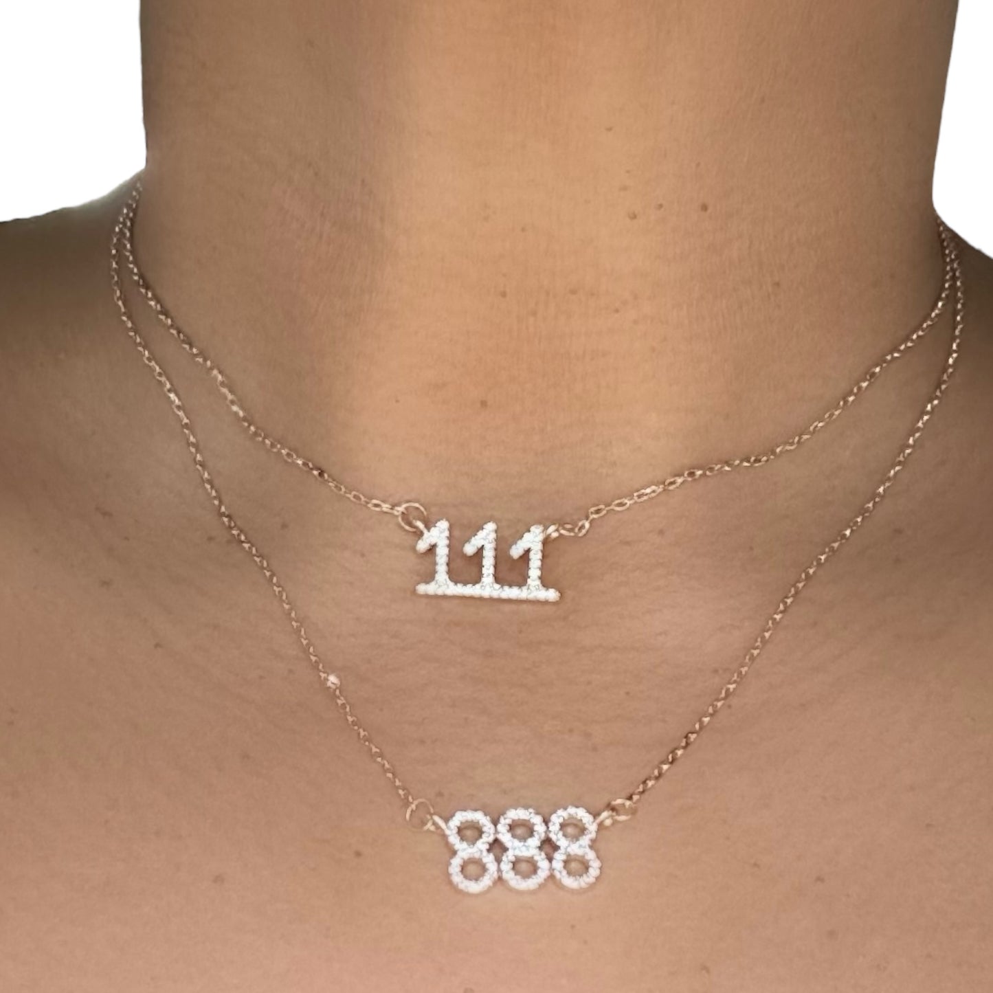 Bling Angel Number Necklace – 18k Gold-Plated, CZ Encrusted Pendant