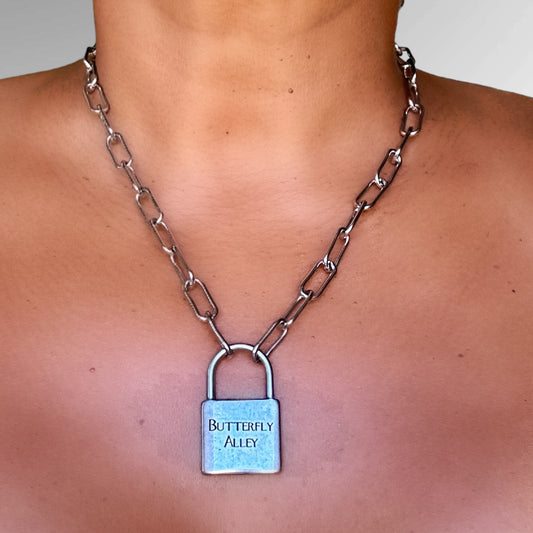BUTTERFLY ALLEY LARGE PADLOCK NECKLACE - Butterfly Alley Jewelry