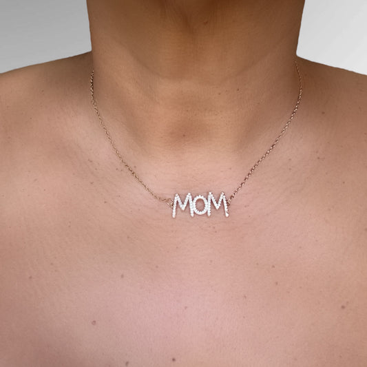 Mom Necklace – Heartfelt 18k Gold-Plated Pendant with CZ Accents
