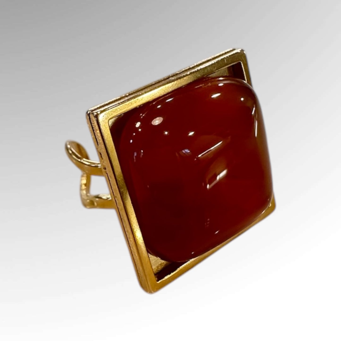Kasiah Ring – Adjustable 18k Gold-Plated Carnelian Statement Ring