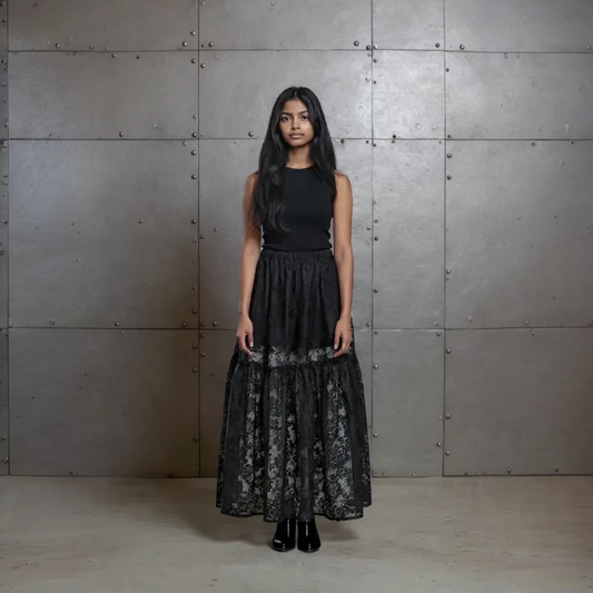 OLIVIA MIDNIGHT LACE MAXI SKIRT