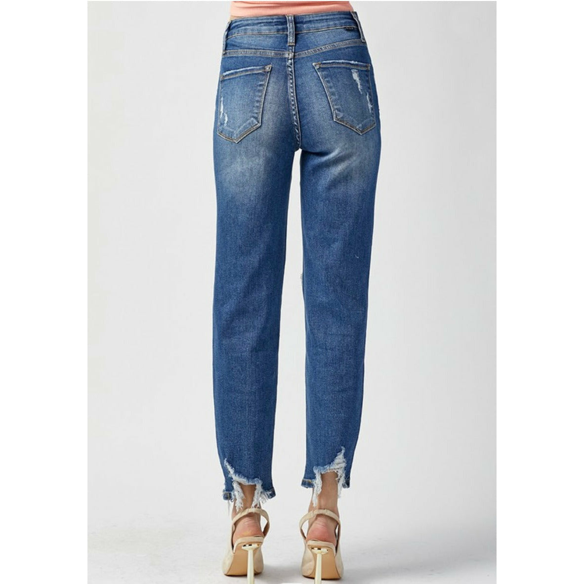 CROSSOVER DISTRESSED JEANS - Butterfly Alley Jewelry