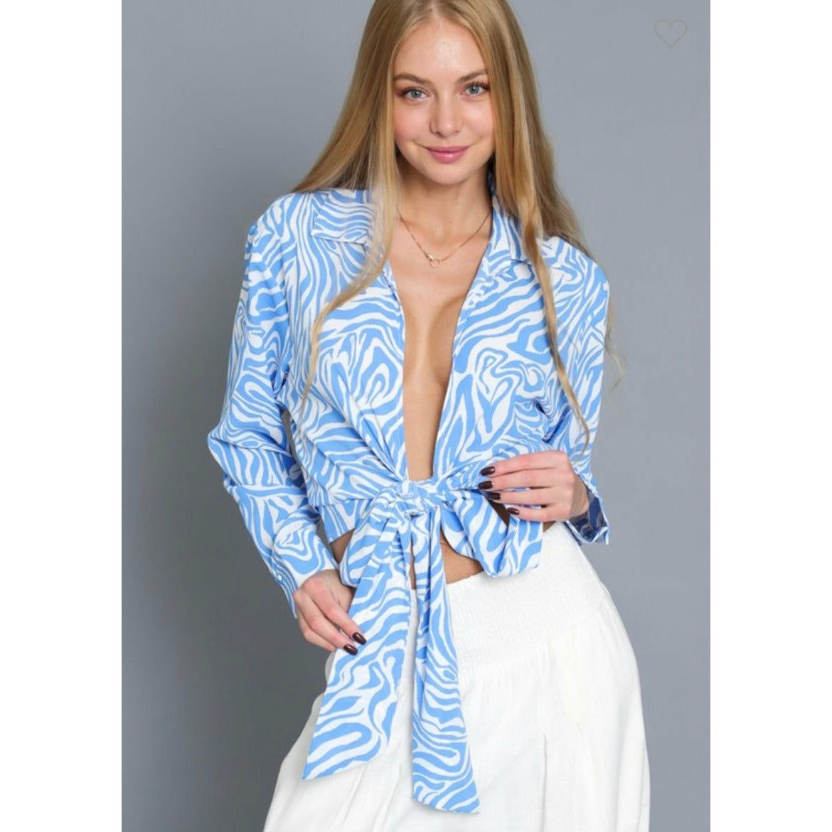 CLOUD TIE-FRONT BLOUSE - Butterfly Alley Jewelry