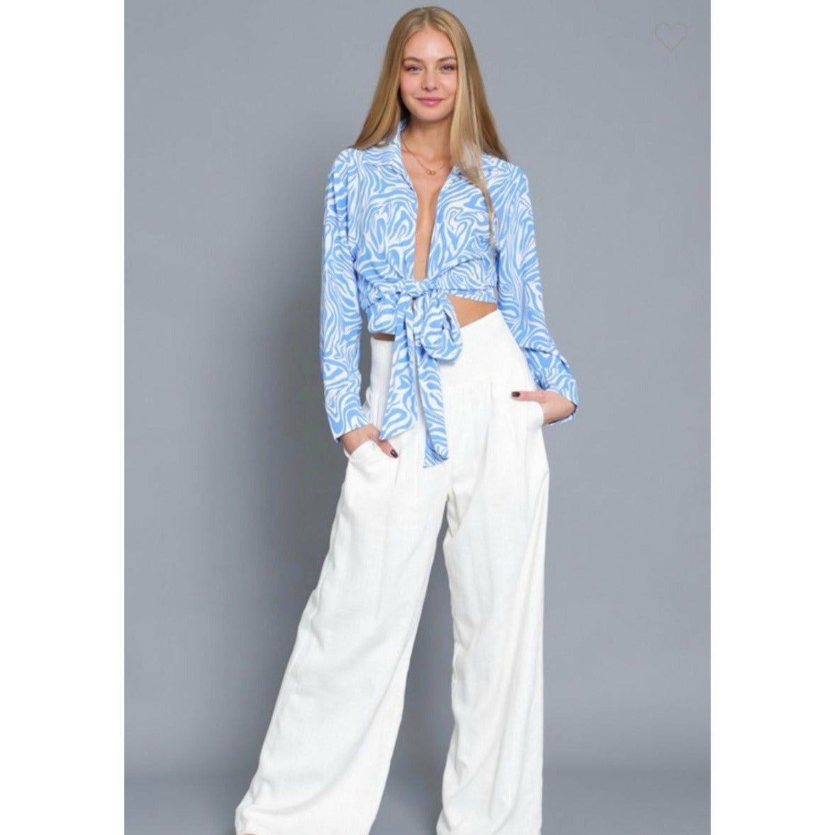 CLOUD TIE-FRONT BLOUSE - Butterfly Alley Jewelry