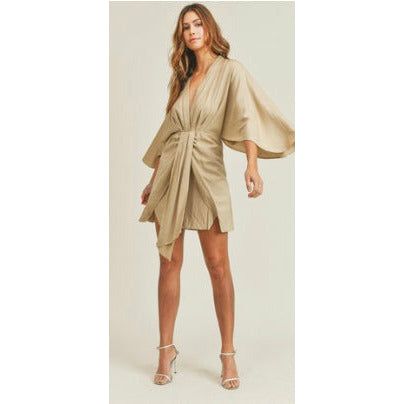 KHAKI KIMONO DRESS - Butterfly Alley Jewelry