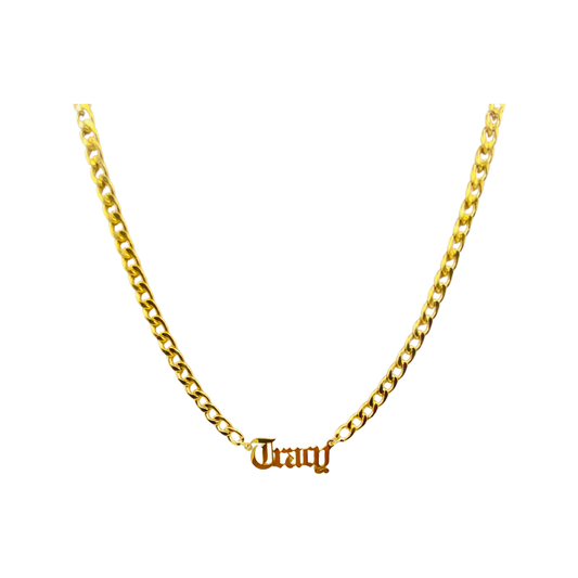 SAY MY NAME CURB CHAIN NECKLACE - Butterfly Alley Jewelry