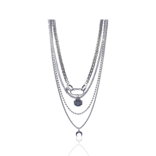 SANTANA SUNRISE CRESCENT BLING LAYERED NECKLACE - Butterfly Alley Jewelry