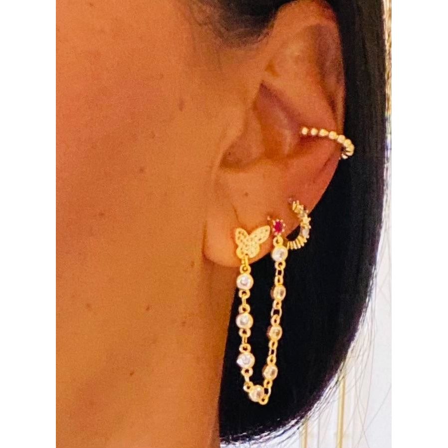 TIA CHAIN DOUBLE STUD EARRINGS - Butterfly Alley Jewelry