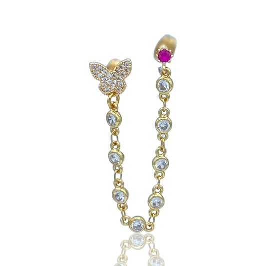 TIA CHAIN DOUBLE STUD EARRINGS - Butterfly Alley Jewelry