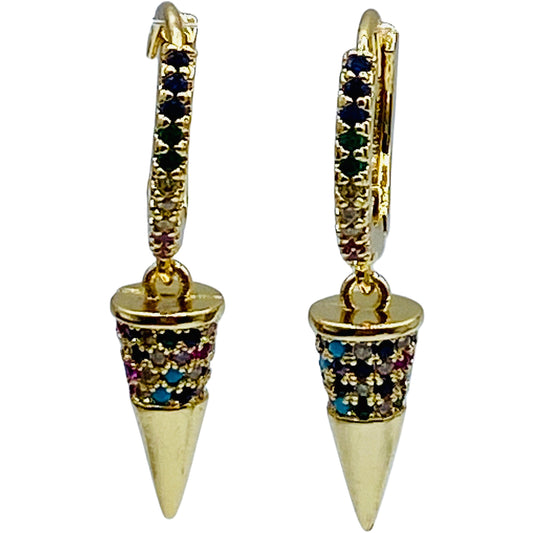 RAINBOW SPIKE HUGGIE EARRINGS - Butterfly Alley Jewelry