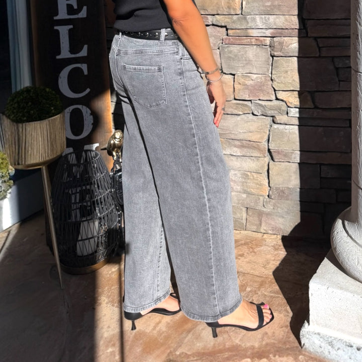 HARPER SUPER WIDE LEG JEANS - LIGHT GRAY