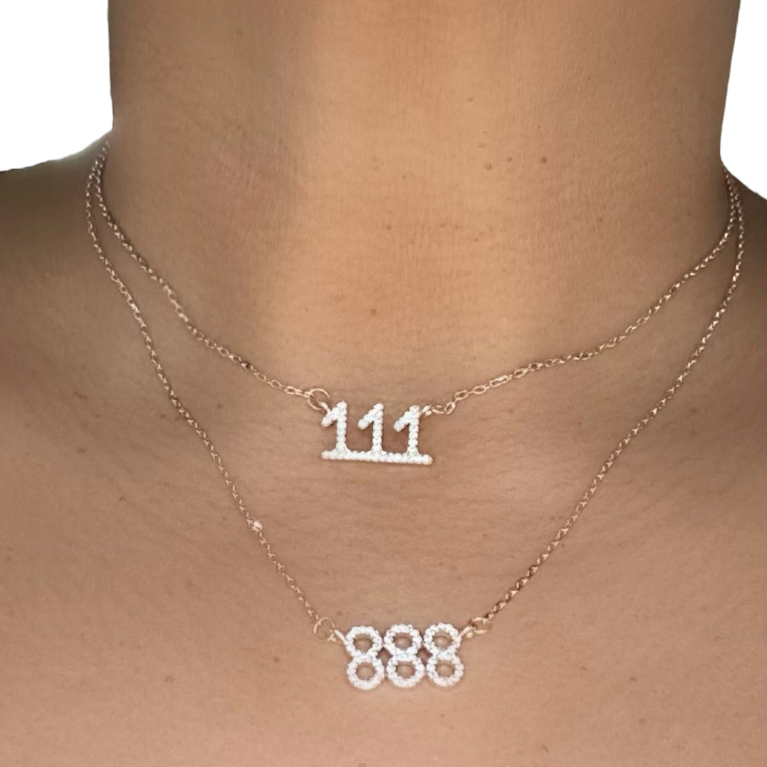Bling Angel Number Necklace – 18k Gold-Plated, CZ Encrusted Pendant