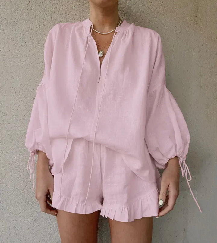 BLUSH RUFFLE SHORTS