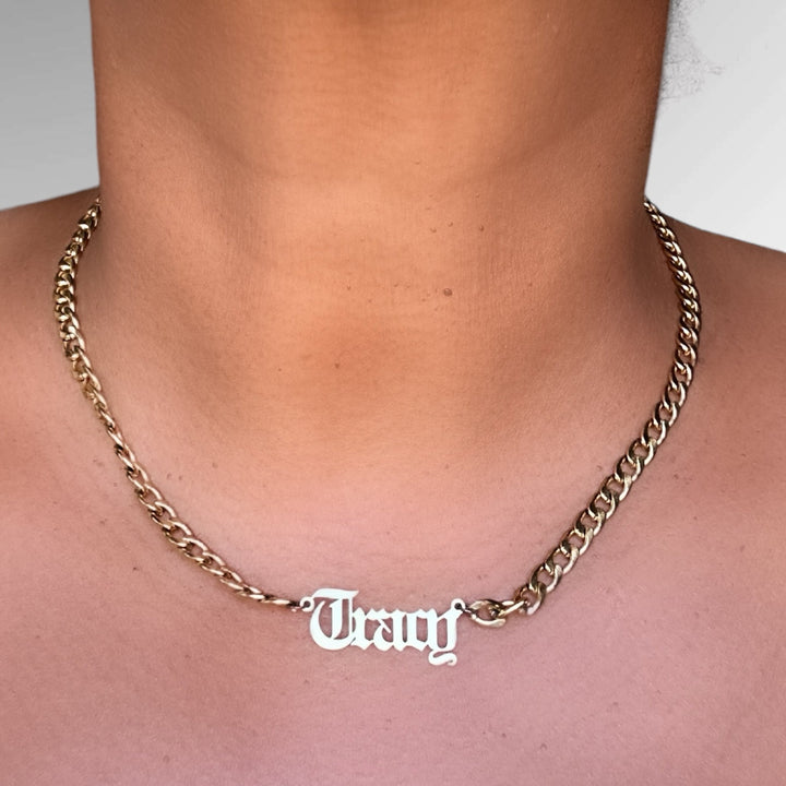 SAY MY NAME CURB CHAIN NECKLACE - Butterfly Alley Jewelry