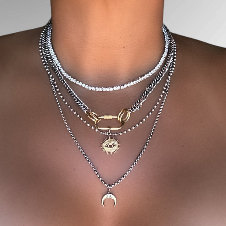 SANTANA SUNRISE CRESCENT BLING LAYERED NECKLACE - Butterfly Alley Jewelry