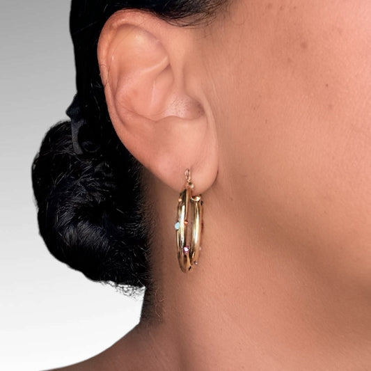 Bella Hoop Earrings – Dazzling 18k Gold Hoops with Vibrant CZ Stones