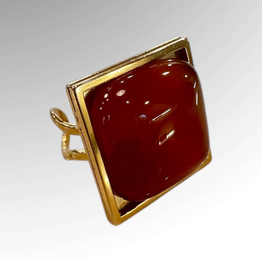  Kasiah Ring – Adjustable 18k Gold-Plated Carnelian Statement Ring