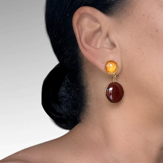  Kasiah Earrings – Vibrant Carnelian Dangle Earrings with Gold Accents