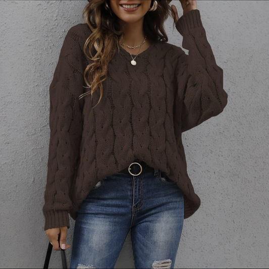 COZY CABLE HOODED SWEATER