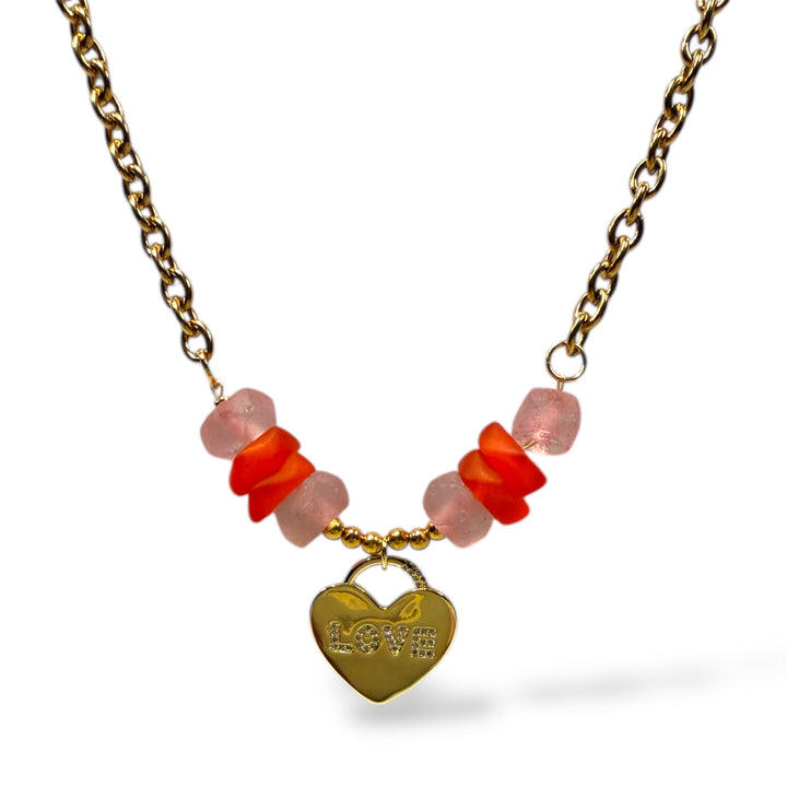 Necklace with heart-shaped &