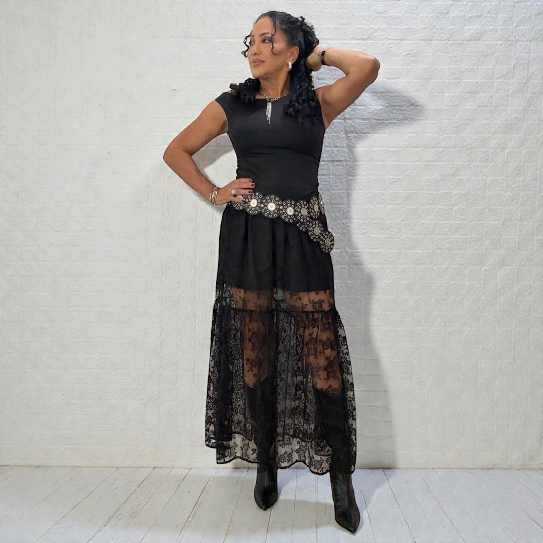 OLIVIA MIDNIGHT LACE MAXI SKIRT