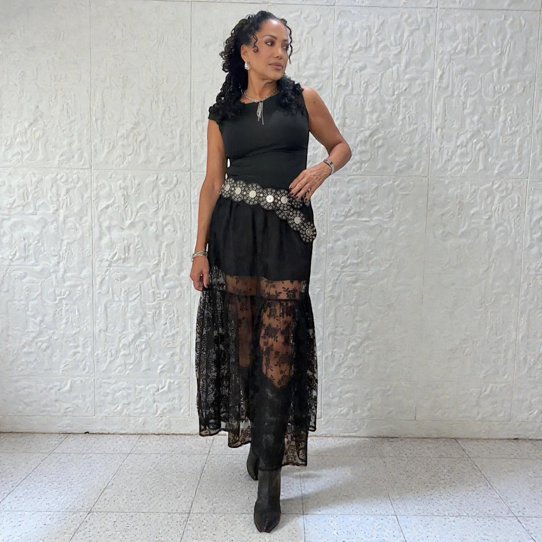 OLIVIA MIDNIGHT LACE MAXI SKIRT