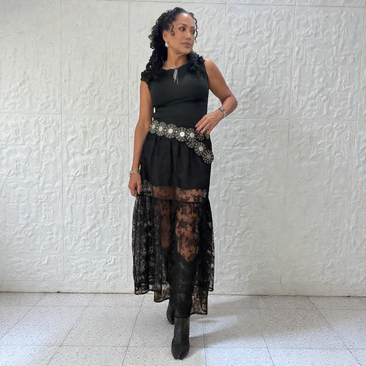 OLIVIA MIDNIGHT LACE MAXI SKIRT