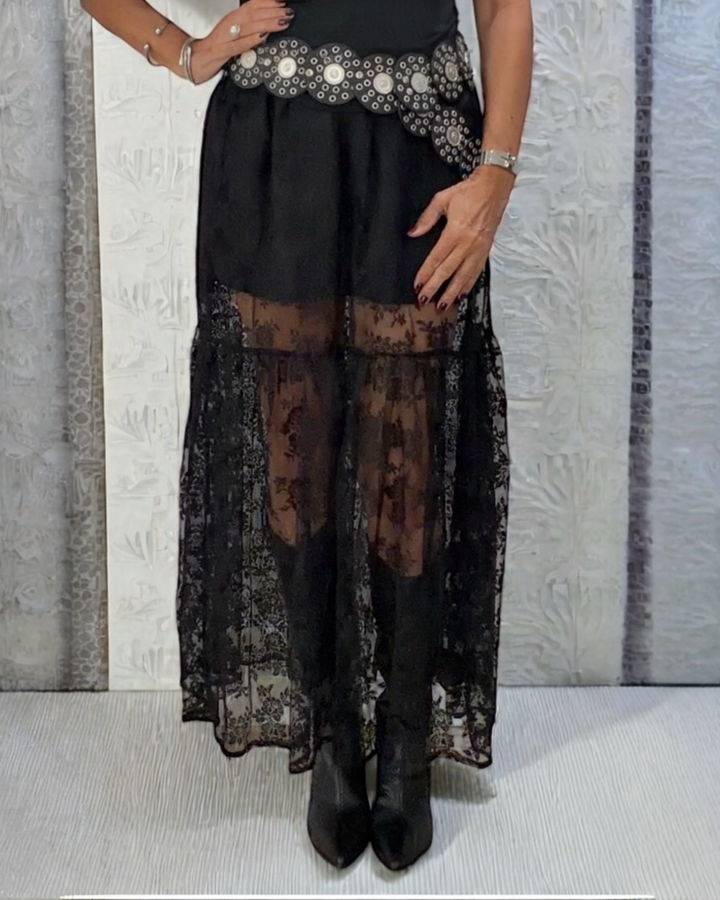 OLIVIA MIDNIGHT LACE MAXI SKIRT