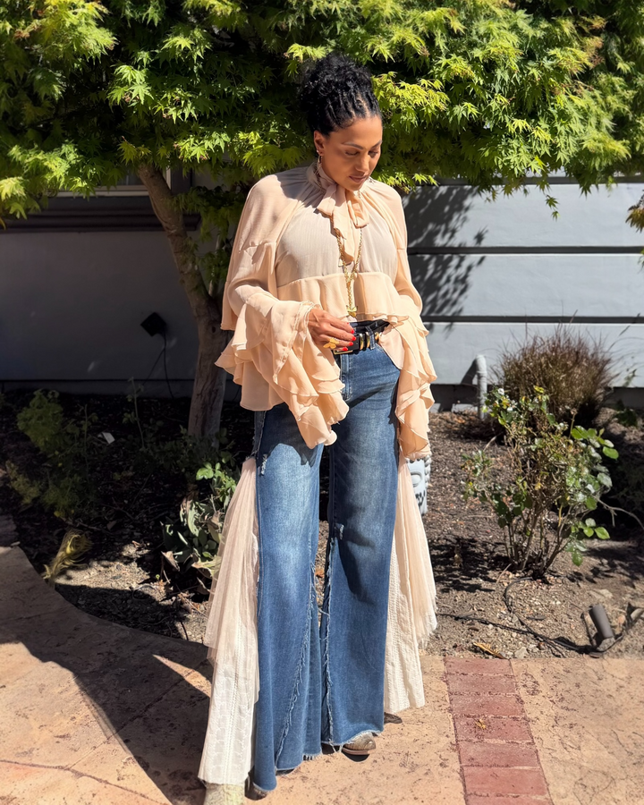 CASABLANCA RUFFLE BLOUSE