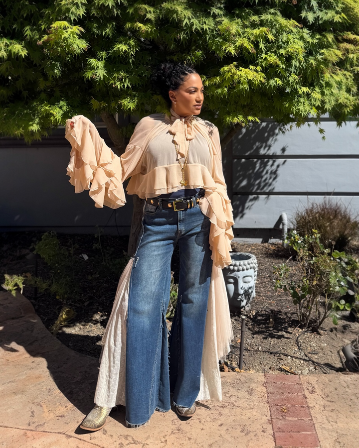 CASABLANCA RUFFLE BLOUSE