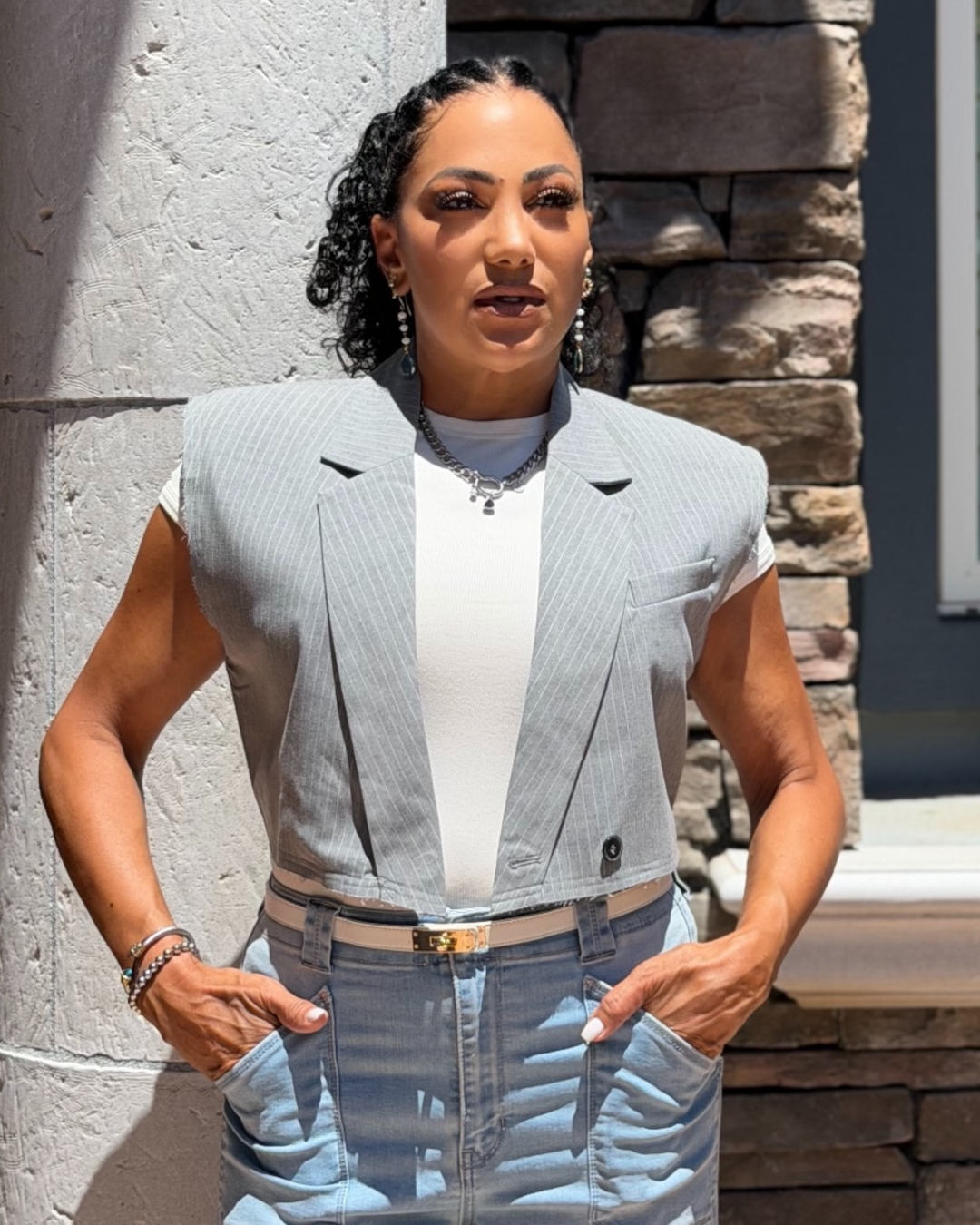 SYLVEY PINSTRIPE VEST
