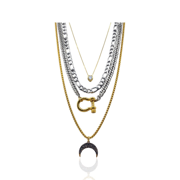 SANTANA CRESCENT MOON LAYERED NECKLACE - Butterfly Alley Jewelry