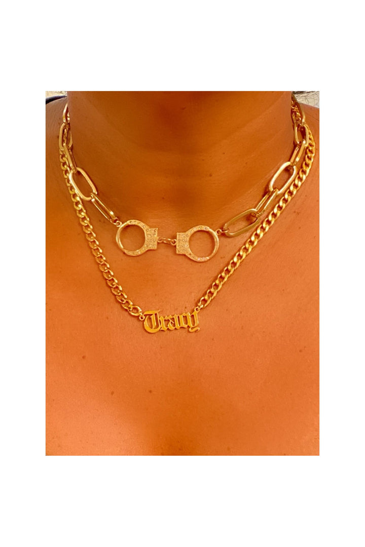 SAY MY NAME CURB CHAIN NECKLACE - Butterfly Alley Jewelry