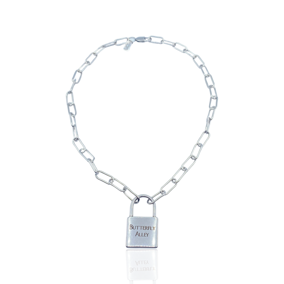 BUTTERFLY ALLEY LARGE PADLOCK NECKLACE - Butterfly Alley Jewelry