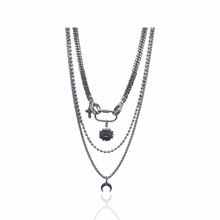 SANTANA SUNRISE CRESCENT LAYERED NECKLACE MAIN - Butterfly Alley Jewelry