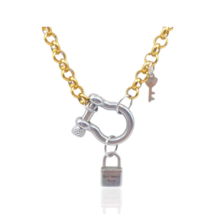 SANTANA GEMSTONE PADLOCK LAYERED NECKLACE - Butterfly Alley Jewelry