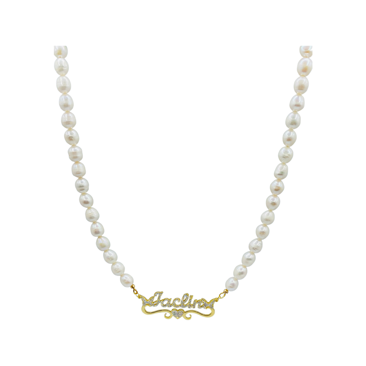SAY MY NAME PEARL BLING NECKLACE - Butterfly Alley Jewelry