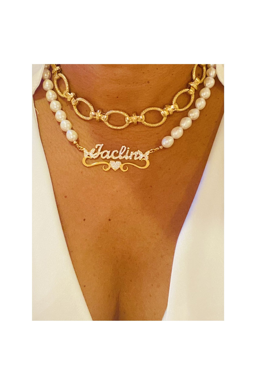 SAY MY NAME PEARL BLING NECKLACE - Butterfly Alley Jewelry
