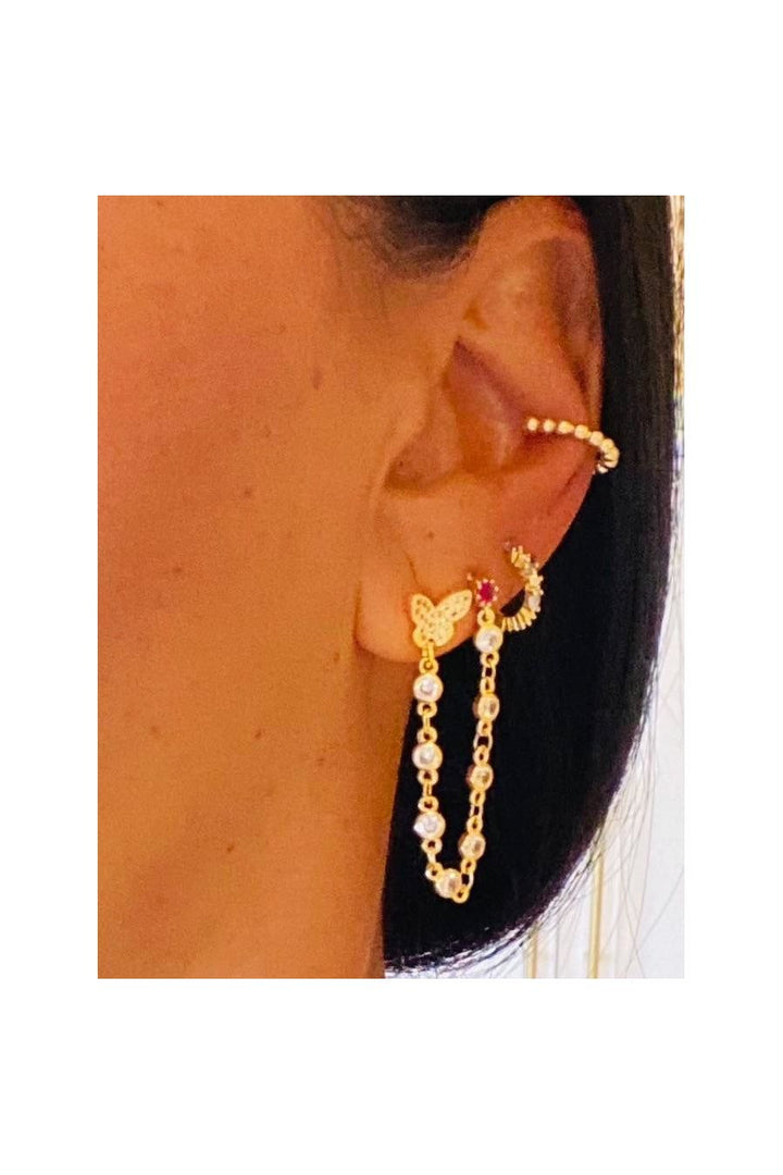 TIA CHAIN DOUBLE STUD EARRINGS - Butterfly Alley Jewelry