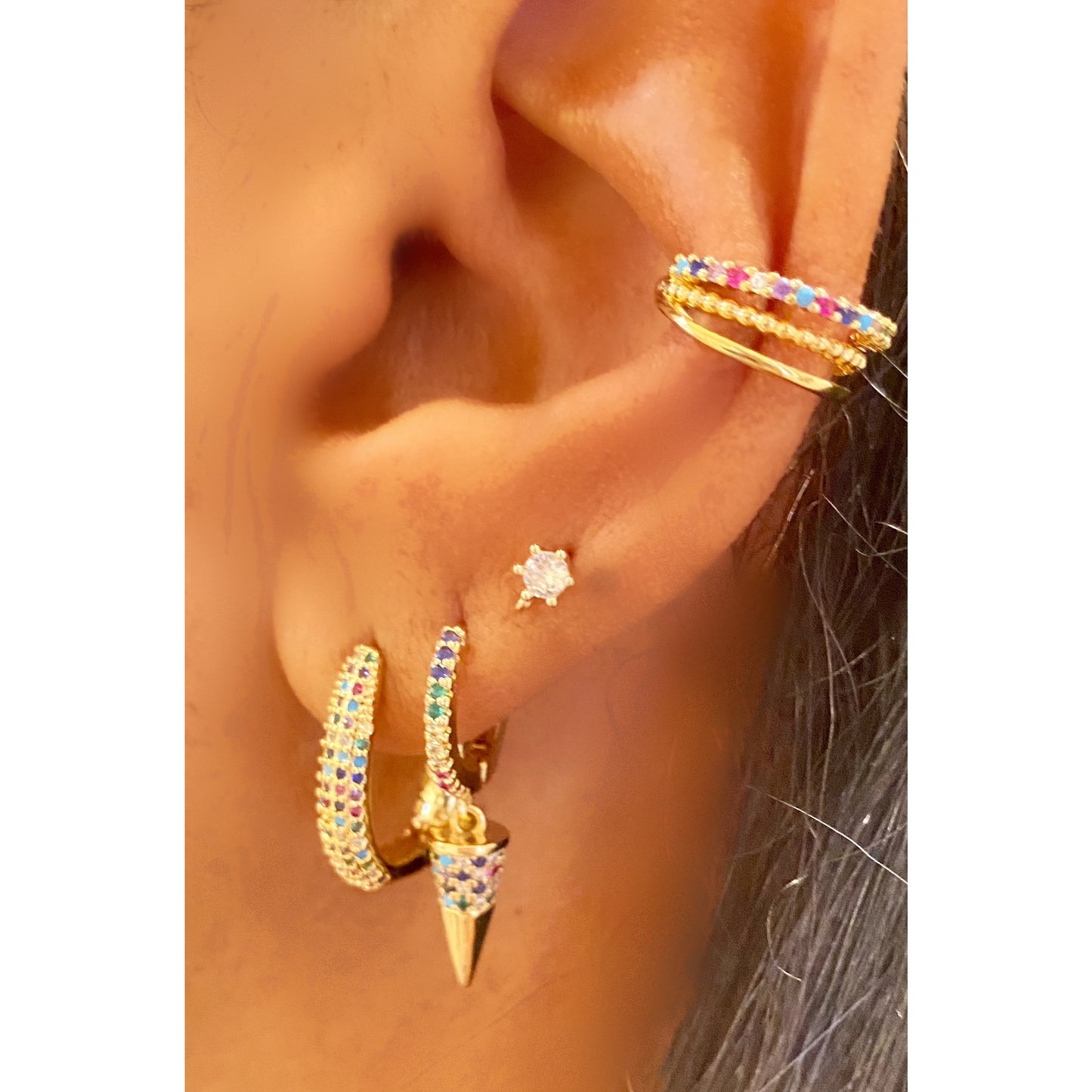 RAINBOW SPIKE HUGGIE EARRINGS - Butterfly Alley Jewelry